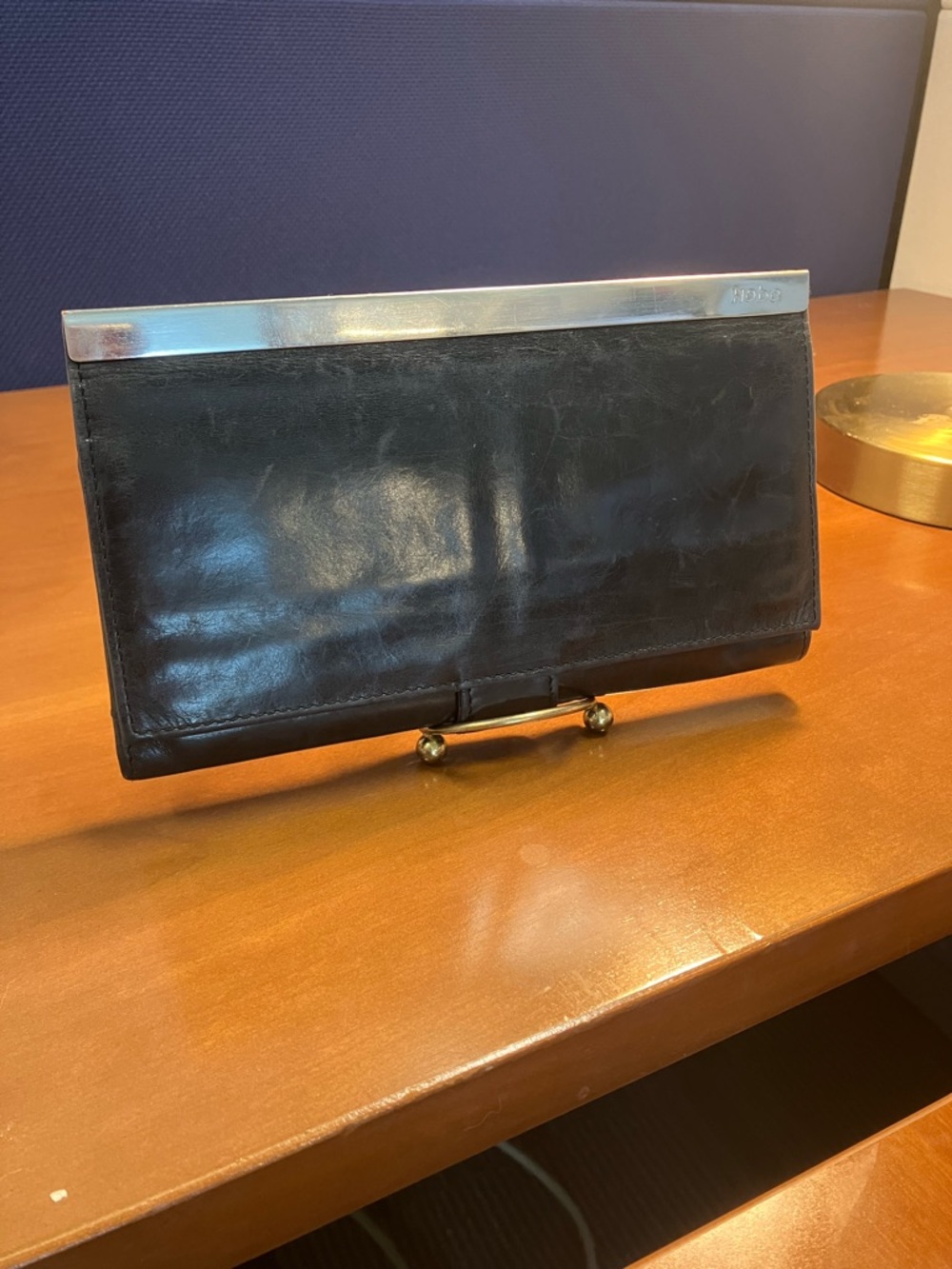 Hobo The Original Black Leather Maxine Wallet Minimalist Casual Travel Clutch